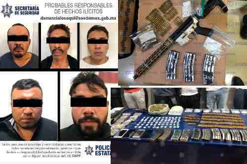 Capturan en Tenango a 5 hombres y un menor de edad, con drogas y armas